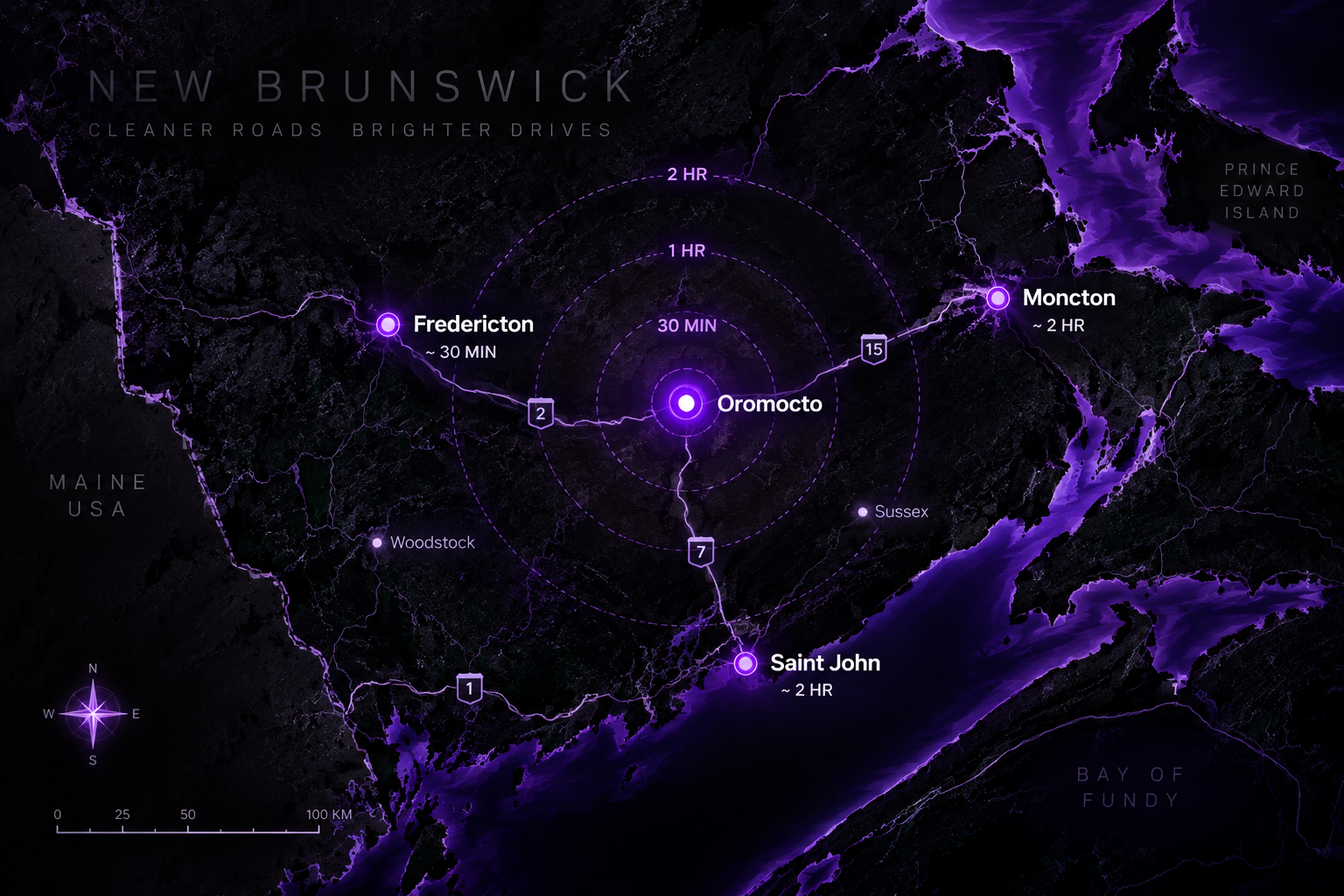 New Brunswick service area concept centered on Oromocto